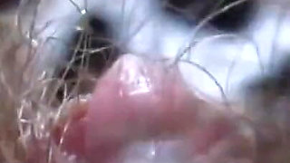 Hairy pussy is not an obstacle to clit play