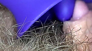 Extreme closeup big clit licking toy orgasm hairy pussy