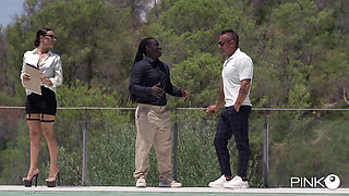 Obedient Secretary Freya Cums in a DP with Her Black Boss and His Friend