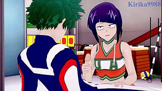 Kyoka Jiro and Izuku Midoriya have intense sex in the gym storage - My Hero Academia hentai