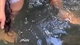 A Young Man Arrives While a Slim Sri Lankan Woman with Naturally Large Breasts Is Bathing and Fuck Her Right There in the Water