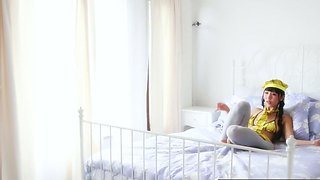 Marica dresses up and fingers her pussy