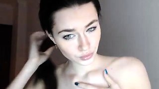 Erotic solo masturbation with teen brunette