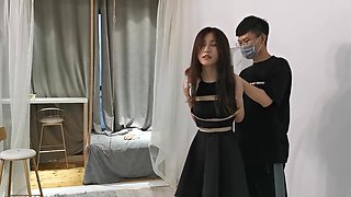 Chinese Black Dress Teen Bondage