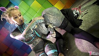 Heavily tattooed trans Lily Lu gets anal fisted