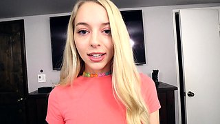 Blonde teen Kiara Knight hot POV blowjob and fucking on cam