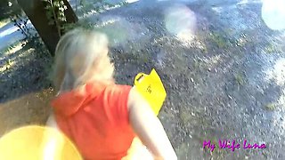 My Wife Luna Gives Blowjob in Park - Amateur Outdoor Cum in Mouth POV