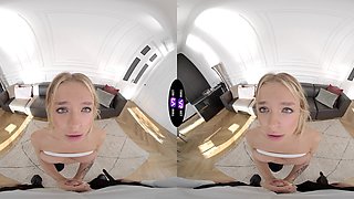 Blonde teen Calibri rides cock in reverse cowgirl position