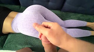 Step Sister Kandy Lux Gets Huge Cumshot on Her Tight Yoga Pants - Amateur Homemade PAWG