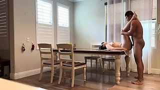 Fucking My Buddy's Wife on the Dining Table While He's Out of Town - Asian MILF Brunette Loud Moaning
