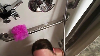 POV Public Shower Blowjob Behind the Scenes with Hot Wife