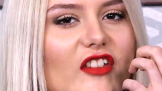 Shy Blonde Poses Naked for Pussy Lick & DP Gangbang at