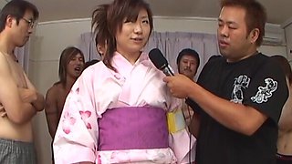 Asian Mitsu Anno's wet pussy gets toyed and finger banged with a buzzing vibe on her hairy bush