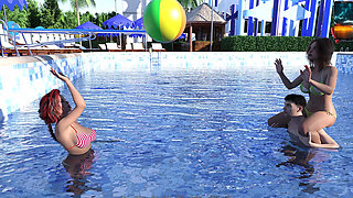 Reunion 18 John, May & Khole's Wet Water Park Threesome Tease - Bikini Slips & Splashes