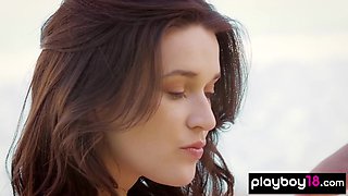 Smoking nasty young cutie Serena reveals her slit