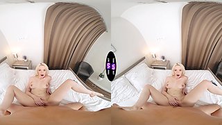 Blonde teen riding cock in reverse cowgirl in vr