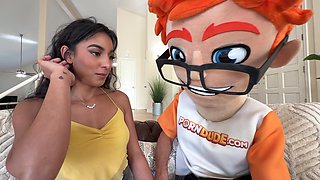 I Let Black Haired Claire Black Stroke and Suck My Big Dick in PornDudeCasting