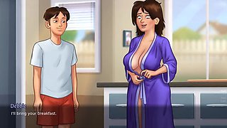 Summertime Saga Hentai: Busty Stepmom Fucks Big White Cock in Every Room - Creampie & Ride