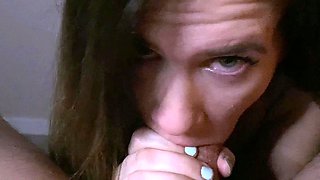 ShesNew Amateur brunette girlfriend POV blowjob handjob