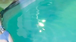 Caught in the Act! Two Brunettes Caught Masturbating in the Condo's Pool