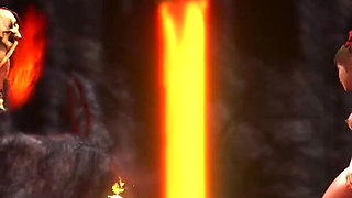 Inferno. Hot sex in hell. Devil fucks hard a young sexy slave