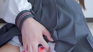 Japanese cute schoolgirl sends you dildo masturbation video.