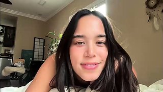 Cute amateur brunette naughty in solo jerking show on camera