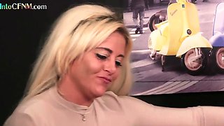 CFNM femdom British MILFS sucks tied up guy in group sex GIVING HEAD