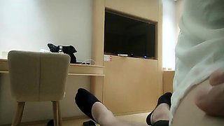 Close up teen foot worship