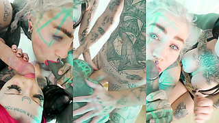 Tattoo Sluts Gaping ANAL holes in rough Foursome - ATM & POV
