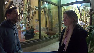 Cute teen Melody Marks seduces two guys for a hot threesome sex