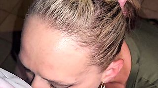 Horny MILF sucks enormous long dick