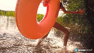 Margo Von Teese And Simona Splash Each Other In Their Bikinis In A Lake Before Eating Each Other Out On The Beach