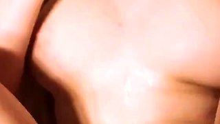 Small titted brunette teen fingering on the bed