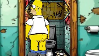 Hot Married MILF Cheats in Dirty Public Toilet - Simpsons Hentai Parody