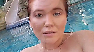 Naked Pool Fun in Slo-mo These Boobs Make Quite the Splash Don't They?