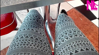 Shoeplay in My Black Pattent Flats in a Bar