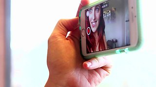 Horny redhead babe Charlie Forde plays with her shaved pussy