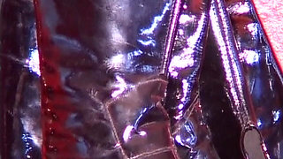 Mature Leather Domme Binds Her Fishnet Slave
