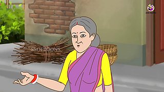 Cartoon fantasy with creampie featuring an inexperienced Indian girl and her stepbrother