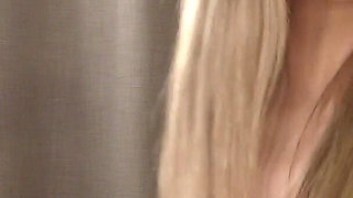 Hot Sexy Tennis Girl in Short White Skirt Goes No Panties and Gives a Handjob to Take Cum on Big Boobs