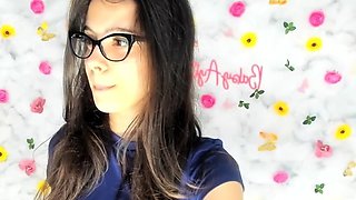 Cute curly brunette solo webcam masturbation