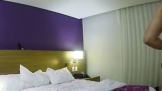 Amateur threesome with skinny brunette