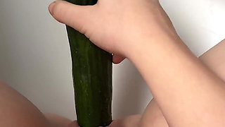 Cucumber Is Too Big for My Pussy