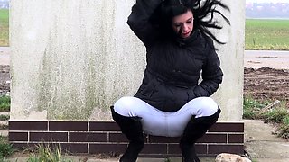 Busty Czech amateur fucks outdoor in public
