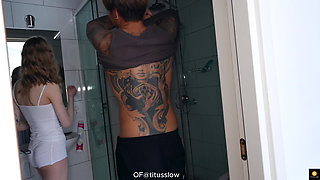 Horny Teen Gets Surprise Shower Sex From Her Asian Friend
