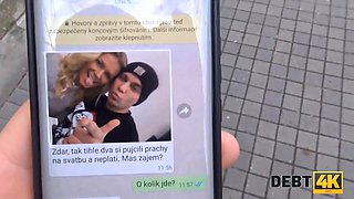 Debt4k. curly blonde is loving porno while cuckold groom is observing