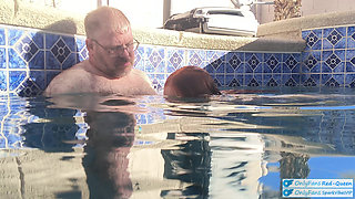 Underwater Outdoor Pool Sex with Long Hair Redhead Rapunzel MILF