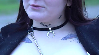 A Beauty with a Tattoo Shows Her Tits