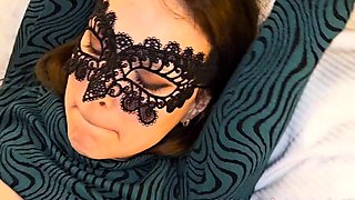 Amateur brunette in latex lingerie fucks hardcore in kitchen